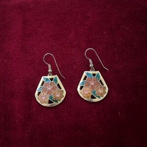 Floral Gold Wire Earrings